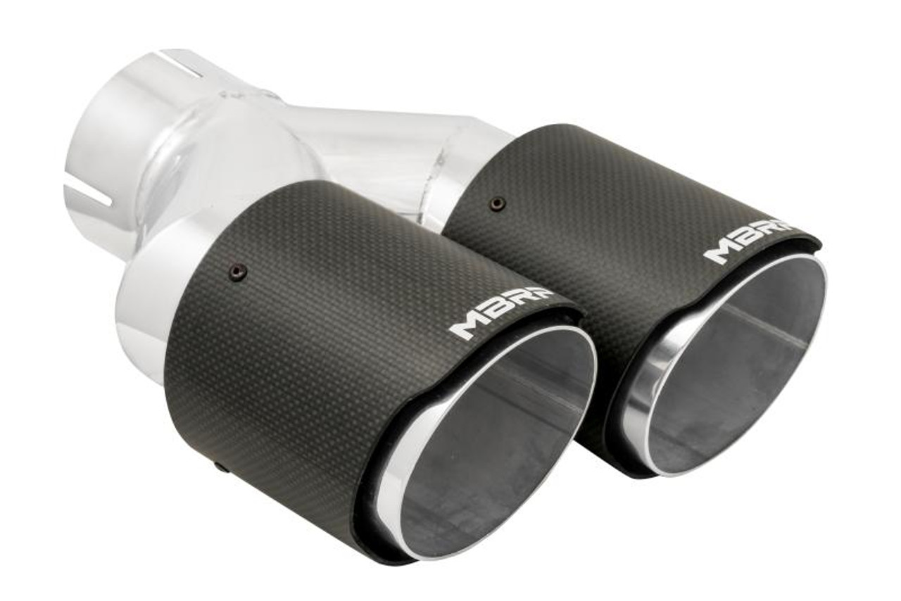  MBRP 3in ID / Dual 4in OD Out Staggered L 9.37in / R 9.87in Dual Wall Carbon Fiber Univ Exhaust Tip - T5183CF 