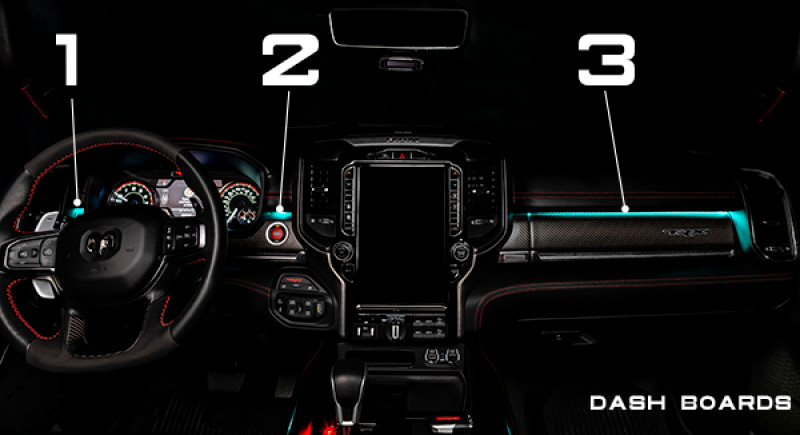 Oracle 19-22 RAM Complete Interior Ambient Lighting ColorSHIFT RGB Conversion Kit - 4235-333 Product Specifications Sheet