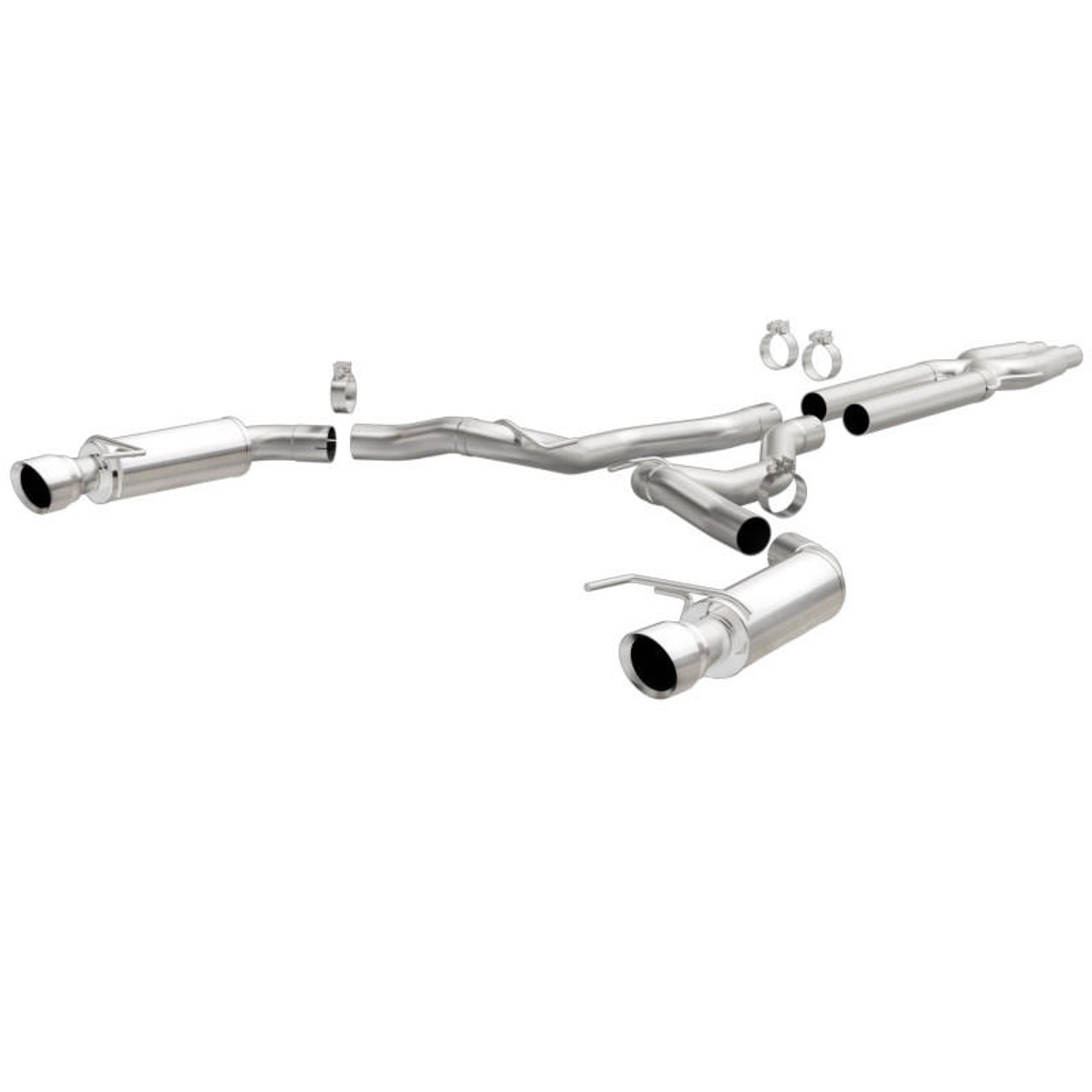 Magnaflow MagnaFlow Cat Back, SS, 3in, Competition, Dual Split Polished 4.5in Tips 2015 Ford Mustang GT V8 5.0 - 19101 