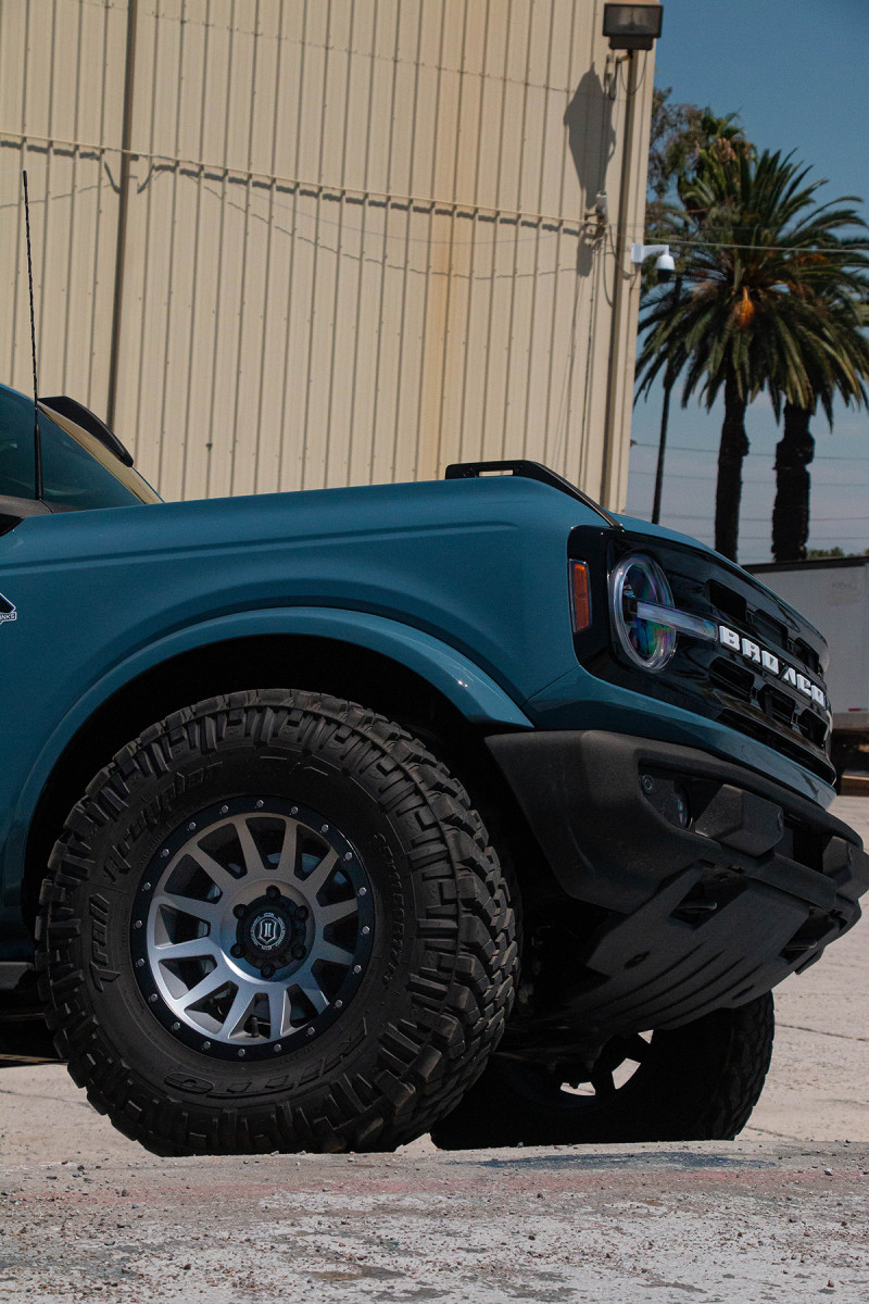 ICON Compression 17x8.5 6x5.5 25mm Offset 5.75in BS 95.1mm Bore Titanium Wheel - 2017859057TT Photo - Mounted