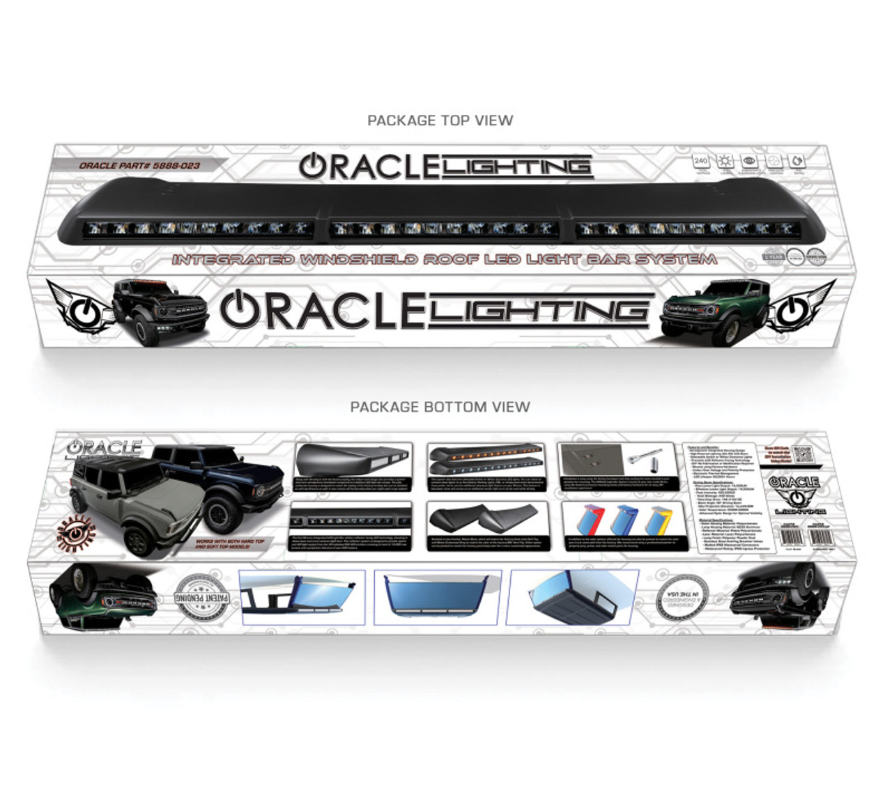 Oracle 2021+ Ford Bronco Integrated Windshield Roof LED Light Bar System - 5888-023-MF Photo - in package