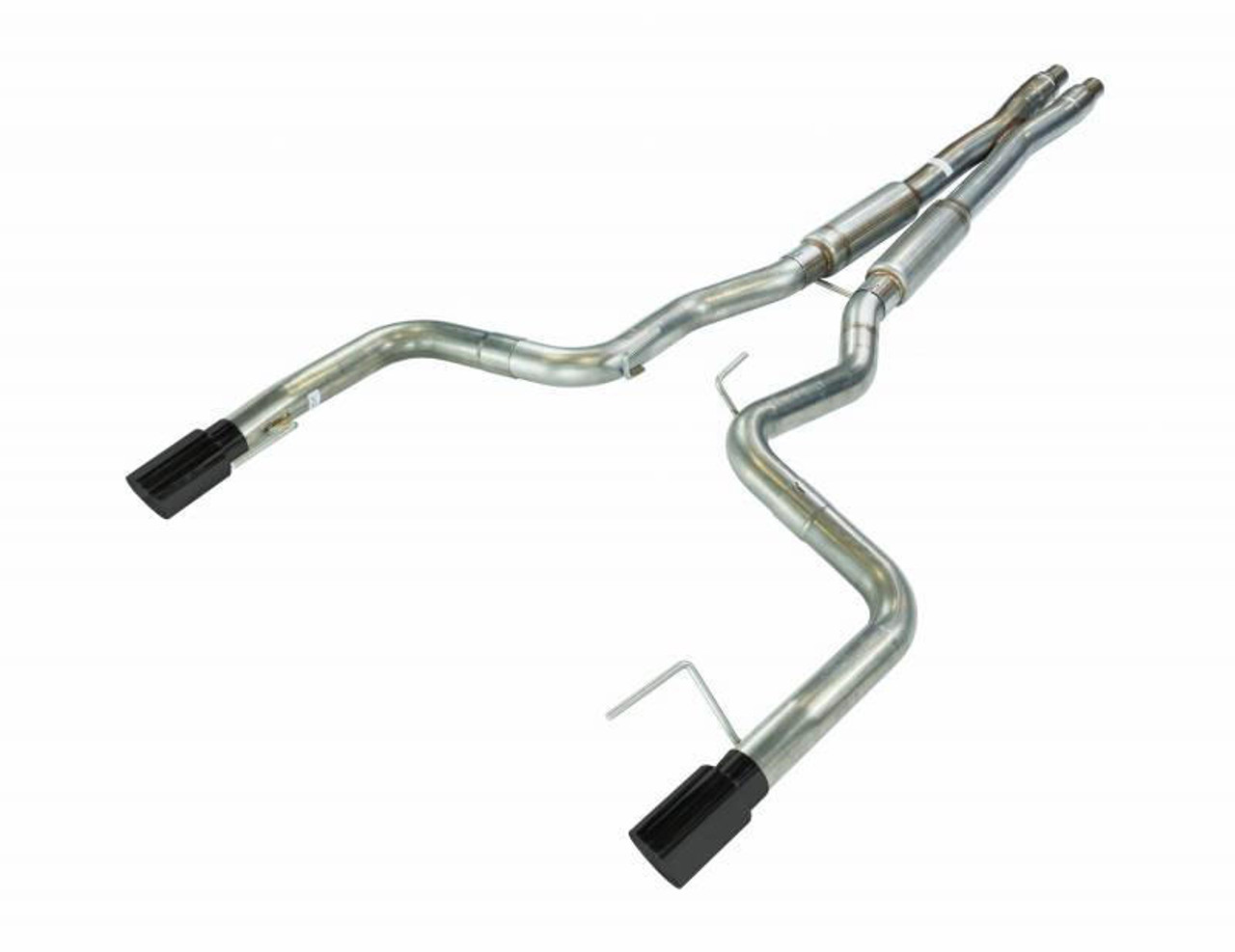 Pypes Performance Exhaust Cat Back Exhaust System 15-17 Mustang GT Split Rear Dual Exit 4 in Black Tips Hardware Included Mid-muffler X-pipe Natural 409 Stainless Finish Pypes Exhaust