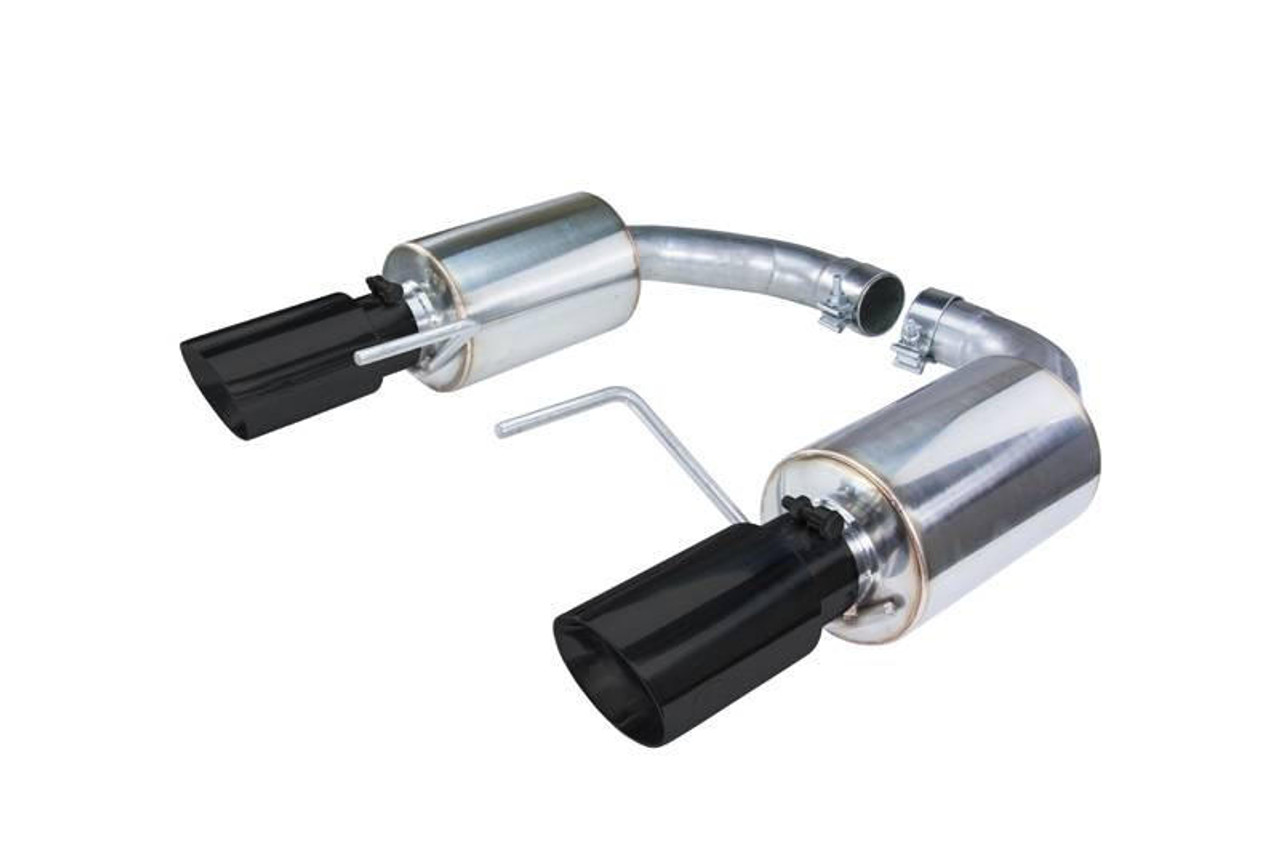 Pypes Performance Exhaust Axle Back Exhaust 15-17 Mustang V6 and Ecoboost Split Rear Dual Exit 3 in Black Tips Hardware Included Polished 304 Stainless Steel Pypes Exhaust