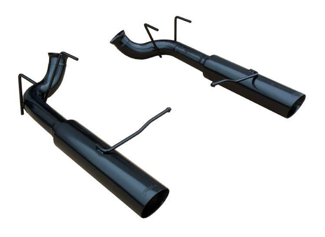 Pypes Performance Exhaust Pype Bomb Series Axle Back Exhaust System 11-14 Mustang GT Split Rear Dual Exit 4 in Black Tips Black Finish Hardware Not Incl 304 Stainless Steel Pypes Exhaust