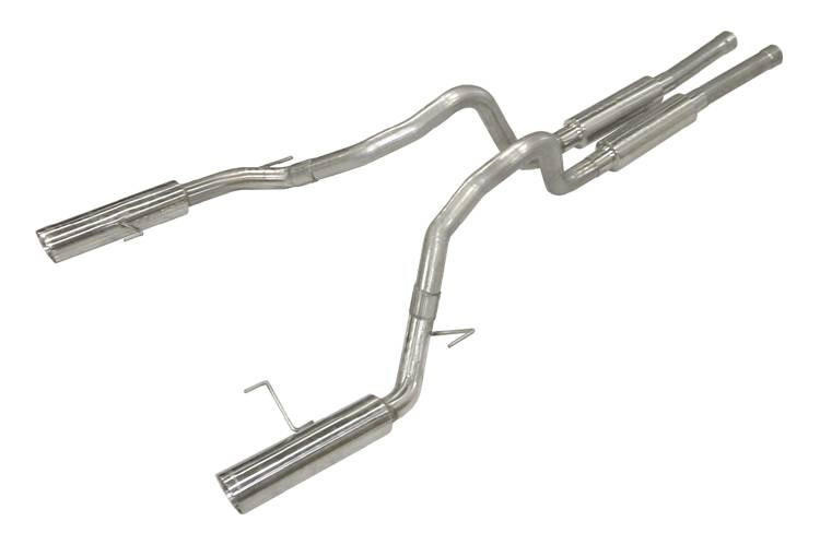 Pypes Performance Exhaust Cat Back Exhaust System 05-10 Mustang GT Split Rear Dual Exit 2.5 in Intermediate And Tail Pipe M80 Muffler/Hardware/4 in Black Tips Incl Natural Finish 409 Stainless Steel Pypes Exhaust