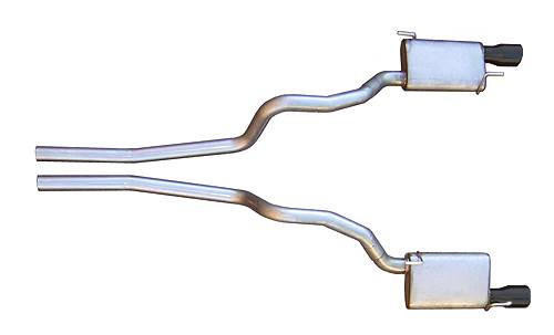 Pypes Performance Exhaust Cat Back Exhaust System 05-10 Mustang V8 Split Rear Dual Exit 2.5 in Intermediate Pipe And Tailpipe Violator Muffler/Hardware/4 in Black Tips Included Natural 409 Stainless Steel Pypes Exhaust