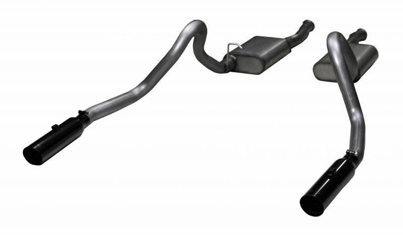 Pypes Performance Exhaust Cat Back Exhaust System 99-04 Mustang GT Split Rear Dual Exit 2.5 in Intermediate And Tail Pipe Hardware/Violator Muffler/3.5 in Black Tips Incl Natural Finish 409 Stainless Steel Pypes Exhaust