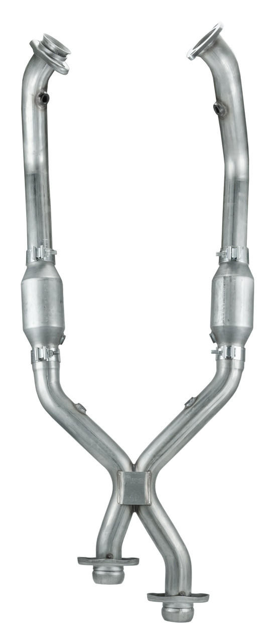 Pypes Performance Exhaust Exhaust X-Pipe Kit Intermediate Pipe 99-04 Mustang 2.5 in w/Cats Hardware Incl Natural 304 Stainless Steel Pypes Exhaust