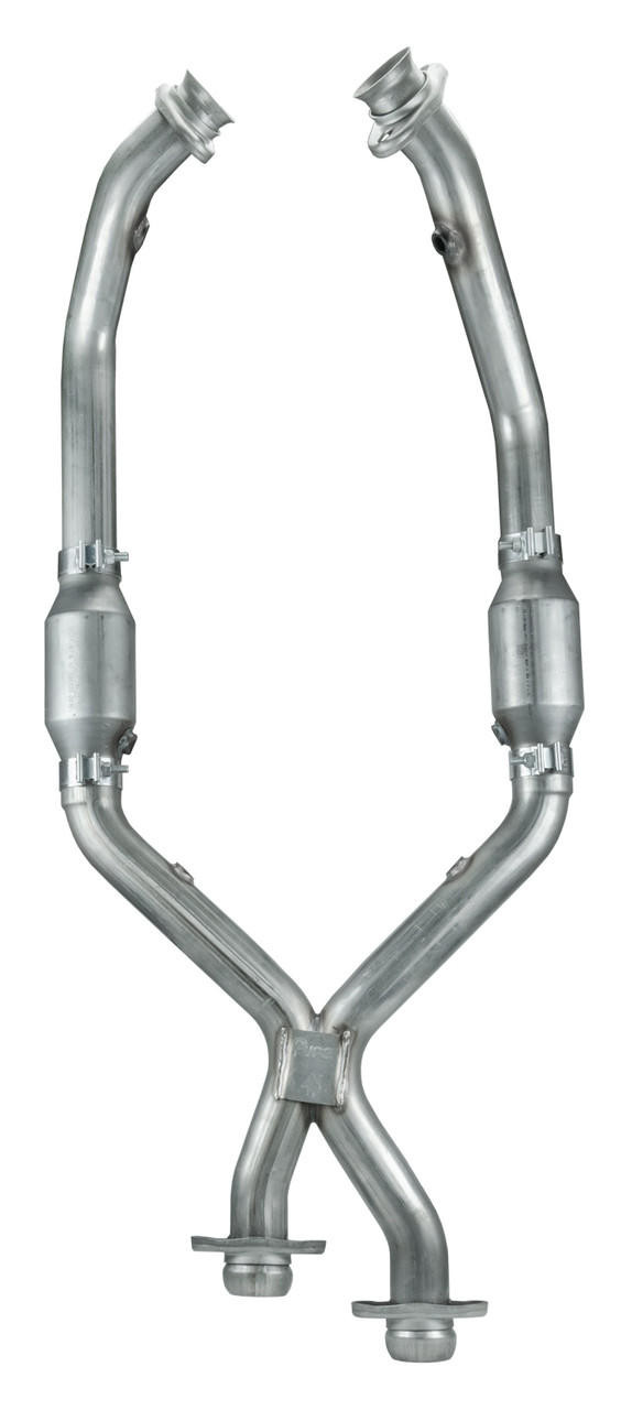 Pypes Performance Exhaust Mustang Exhaust X-Pipe Kit Intermediate Pipe For 88-04 Mustang V6 2.5 in w/Cats Hardware Incl Natural 304 Stainless Steel Pypes Exhaust