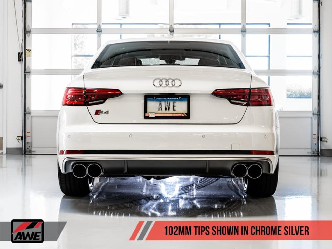 Awe Tuning AWE Tuning Audi B9 S4 Touring Edition Exhaust - Non-Resonated Silver 102mm Tips - 3010-42056