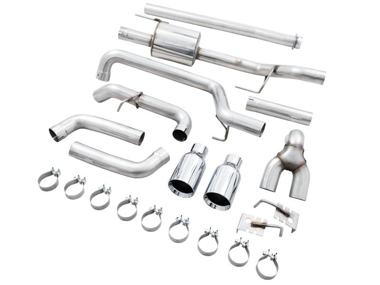 Awe Tuning AWE 0FG 21 Ford F150 Dual Split Rear Exhaust - 5in Chrome Silver Tips - 3015-32105