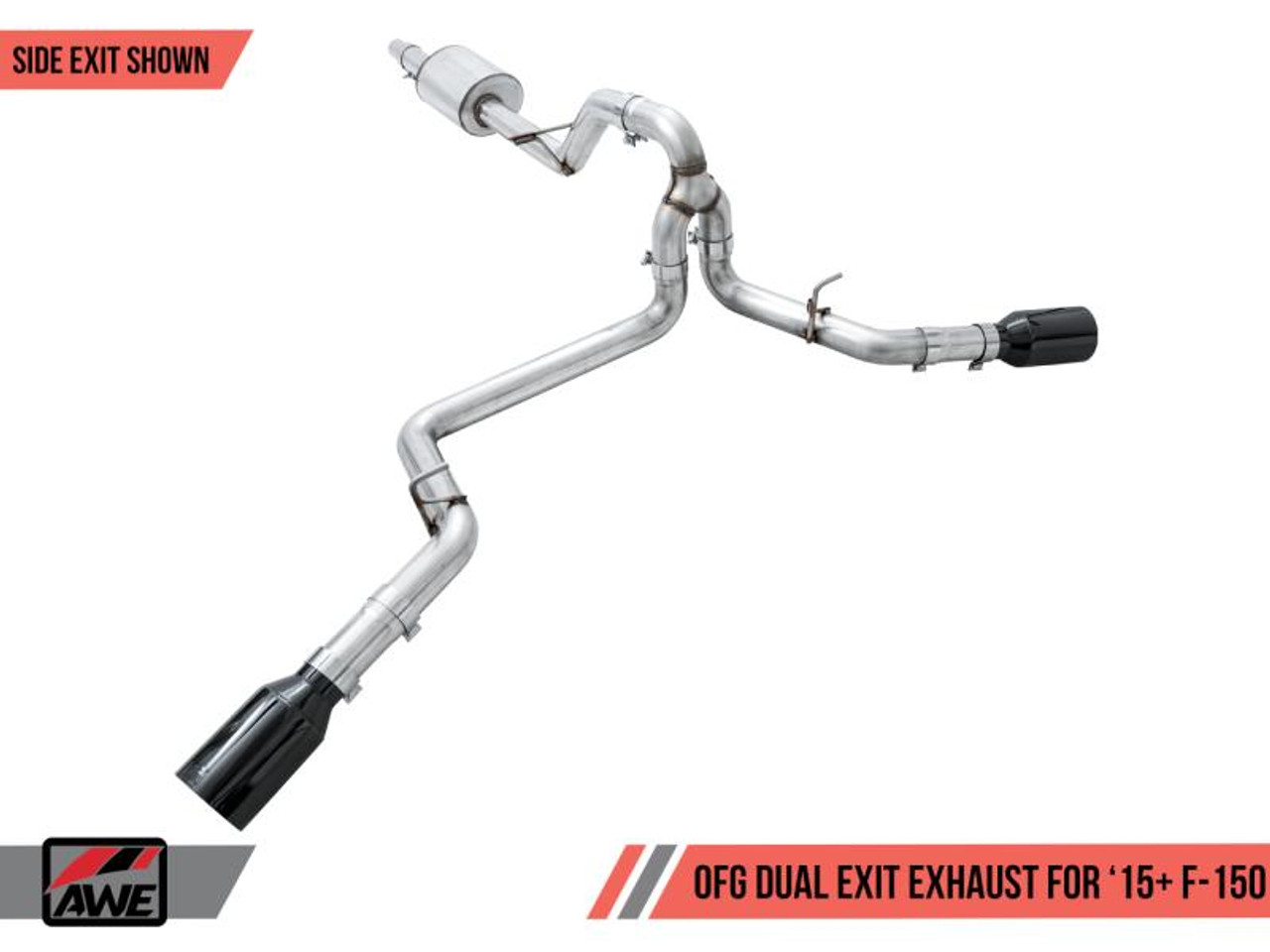 Awe Tuning AWE Tuning 2015 Ford F-150 0FG Dual Exit Performance Exhaust System w/5in Diamond Black Tips - 3015-33120