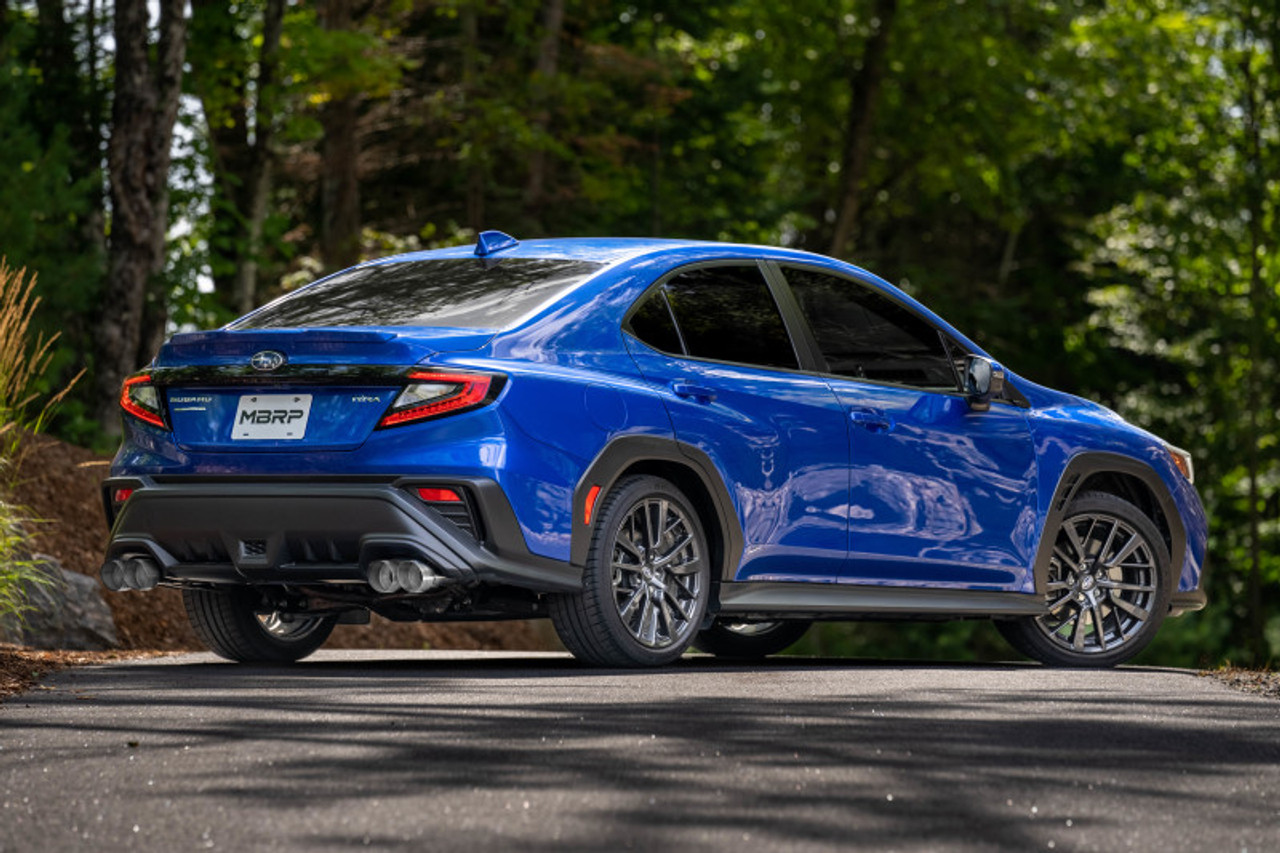 MBRP 2022+ Subaru WRX 3in Cat-Back Dual Split Rear Quad Carbon Fiber Tips Street Profile Exhaust - S48073CF Photo - lifestyle view