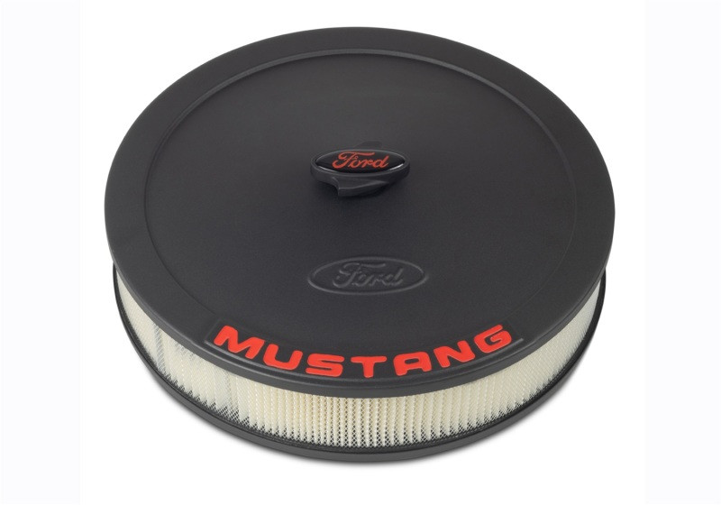 Ford Racing Air Cleaner Kit - Black Crinkle Finish w/ Red Mustang Emblem - 302-362 Photo - Unmounted