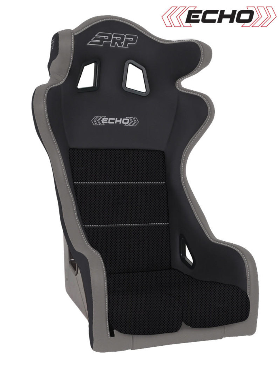 PRP Seats PRP Echo Composite Seat- Black/Grey PRP Silver Outline/Delta Silver- Silver Stitching - A38-203