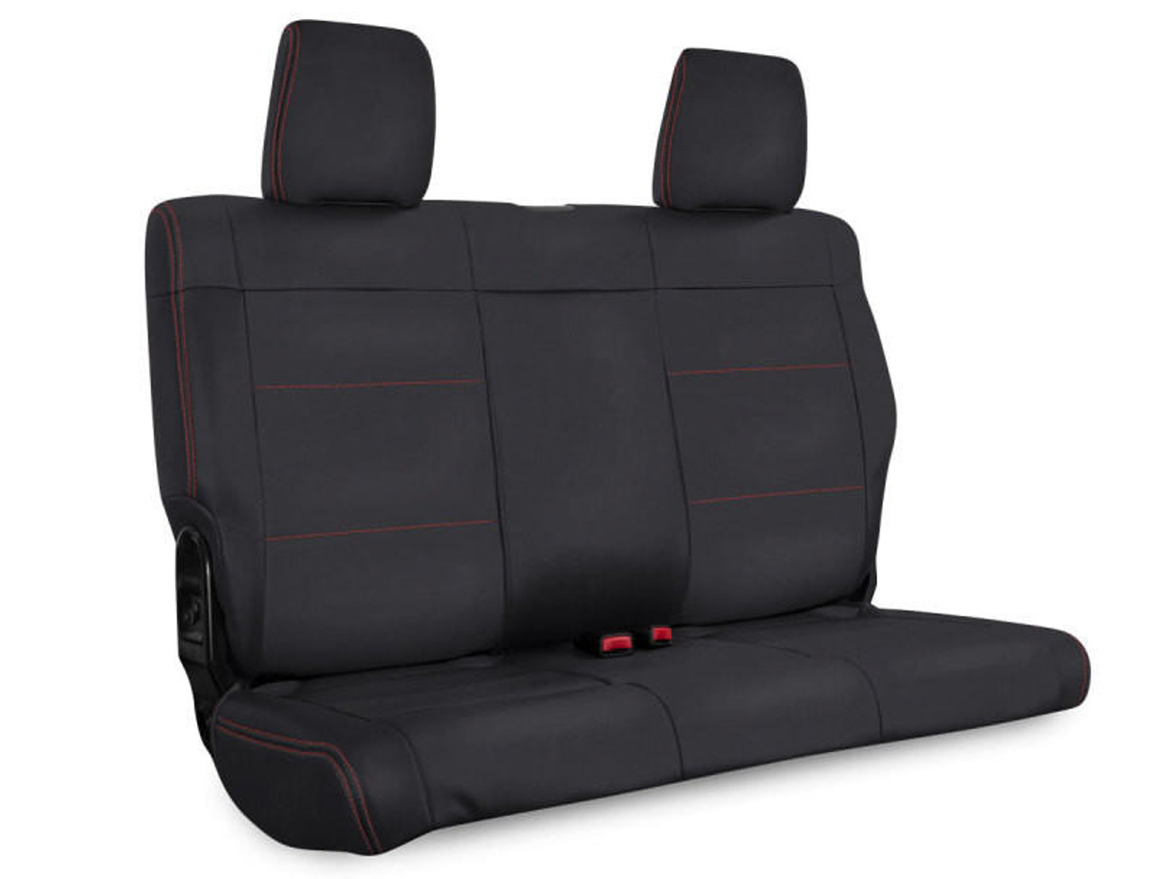 PRP Seats PRP 07-10 Jeep Wrangler JK Rear Seat Covers/2 door - Black with Red Stitching - B017-01