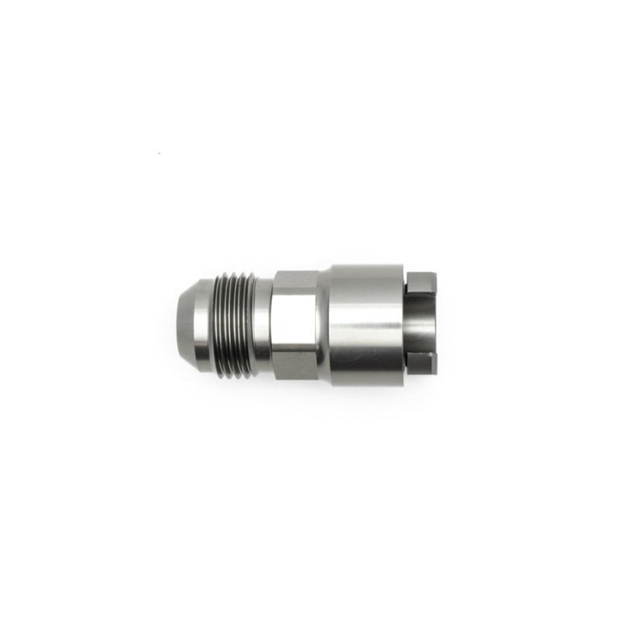 DeatschWerks 8AN Male Flare to 3/8in Female EFI Quick Connect Adapter - Anodized DW Titanium - 6-02-0104-B