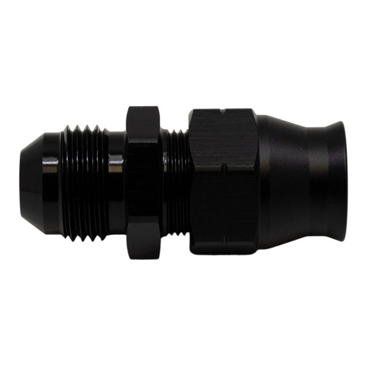 DeatschWerks 8AN Male Flare to 1/2in Hardline Compression Adapter - Anodized Matte Black - 6-02-0111-B