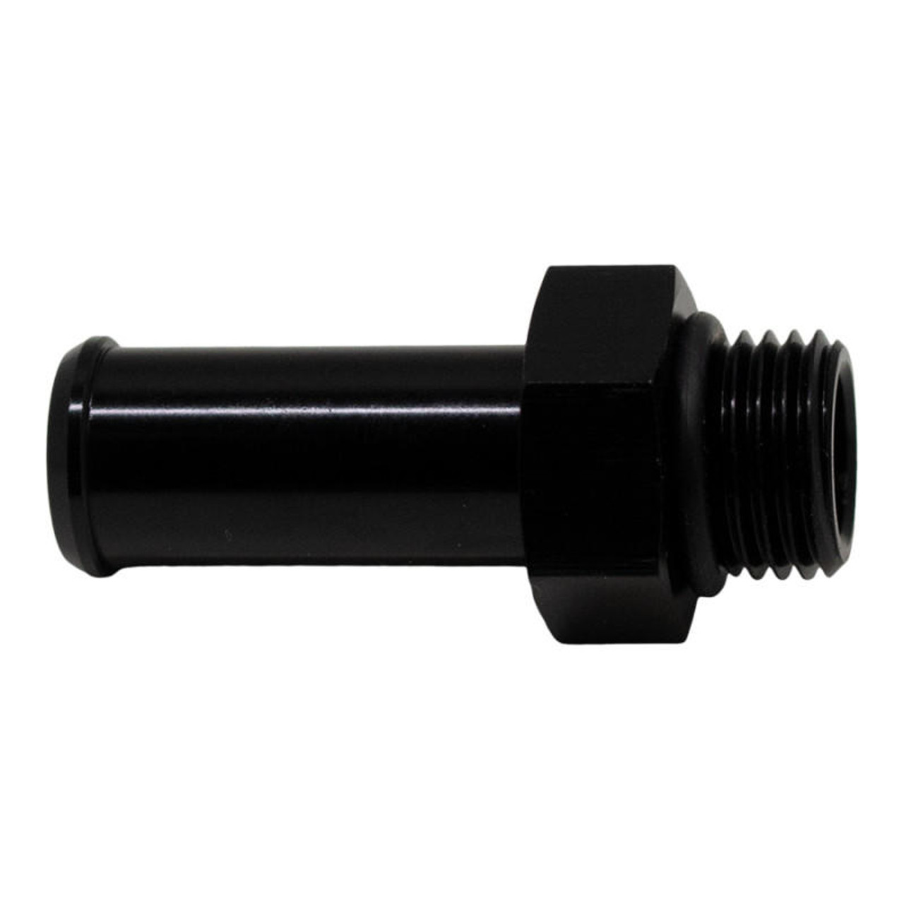 DeatschWerks 6AN ORB Male to 1/2in Male Barb Fitting Incl O-Ring - Anodized Matte Black - 6-02-0503-B