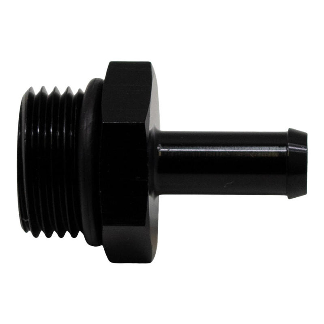 DeatschWerks 8AN ORB Male to 5/16in Male Barb Fitting Incl O-Ring - Anodized Matte Black - 6-02-0510-B