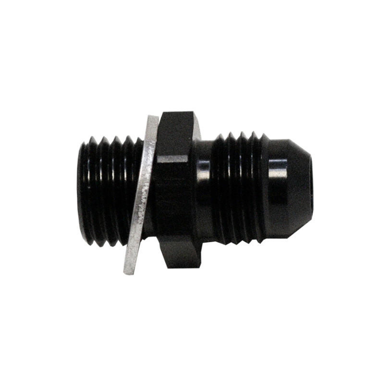DeatschWerks 6AN Male Flare to M14 X 1.5 Male Metric Adapter Incl Washer - Anodized Matte Black - 6-02-0614-B