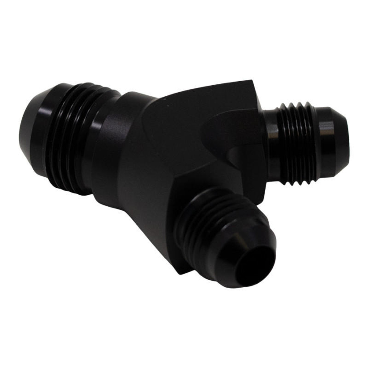 DeatschWerks 6AN Male Flare to 6AN Male Flare to 8AN Male Flare Y Fitting - Anodized Matte Black - 6-02-0702-B