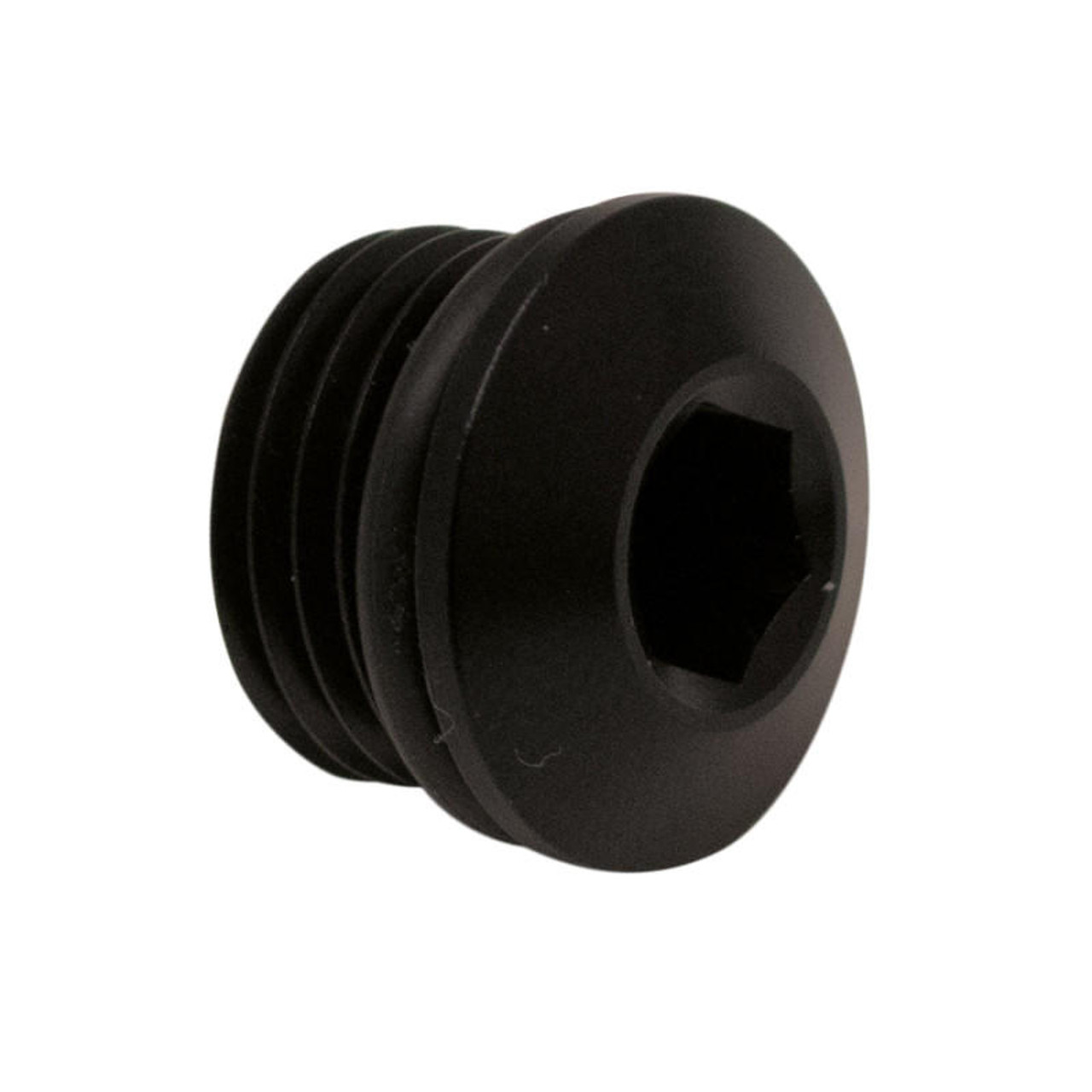 DeatschWerks 6AN ORB Male Plug Low Profile Internal Allen/Hex Incl O-Ring - Anodized Matte Black - 6-02-0717-B