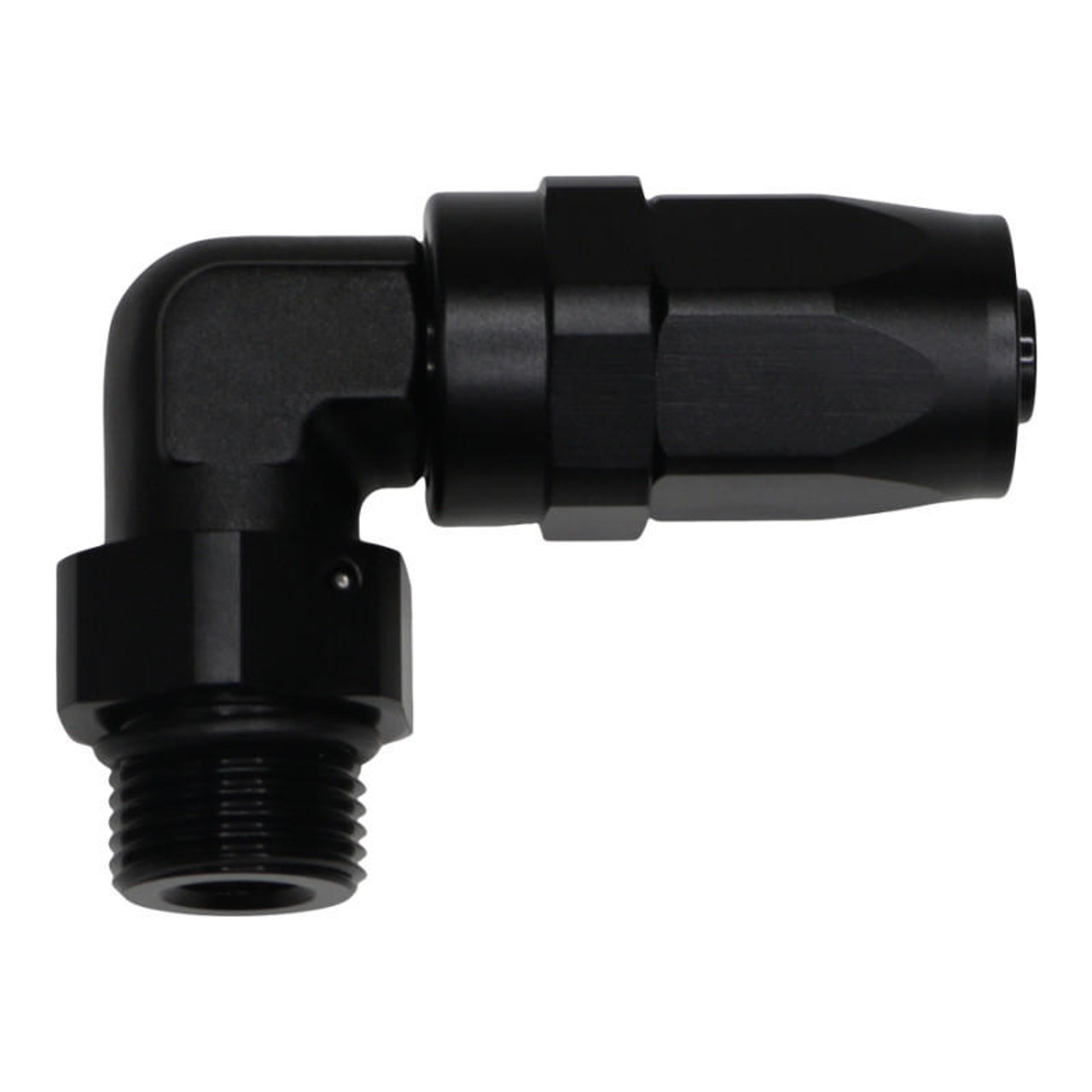 DeatschWerks 8AN ORB Female Swivel 90-Degree Hose End CPE - Anodized Matte Black - 6-02-0828-B