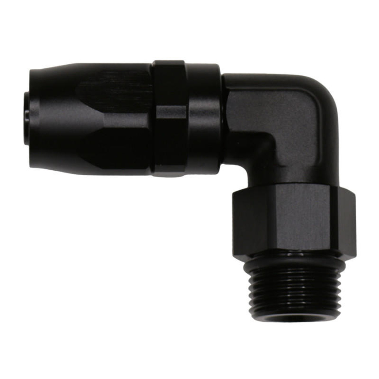 DeatschWerks 10AN ORB Female Swivel 90-Degree Hose End CPE - Anodized Matte Black - 6-02-0829-B