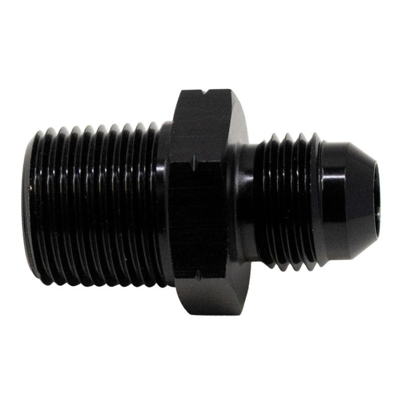 DeatschWerks 6AN Male Flare to 3/8in Male NPT Adapter - Anodized Matte Black - 6-02-0902-B