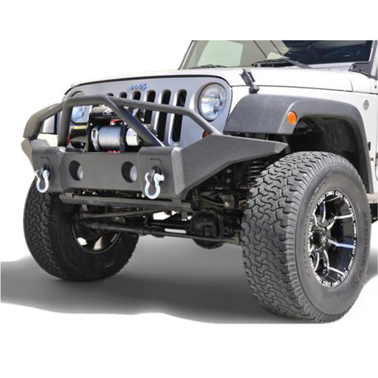  DV8 Offroad 07-18 Jeep Wrangler JK/JL FS-1 Full Length Steel Front Bumper - FBSHTB-01 