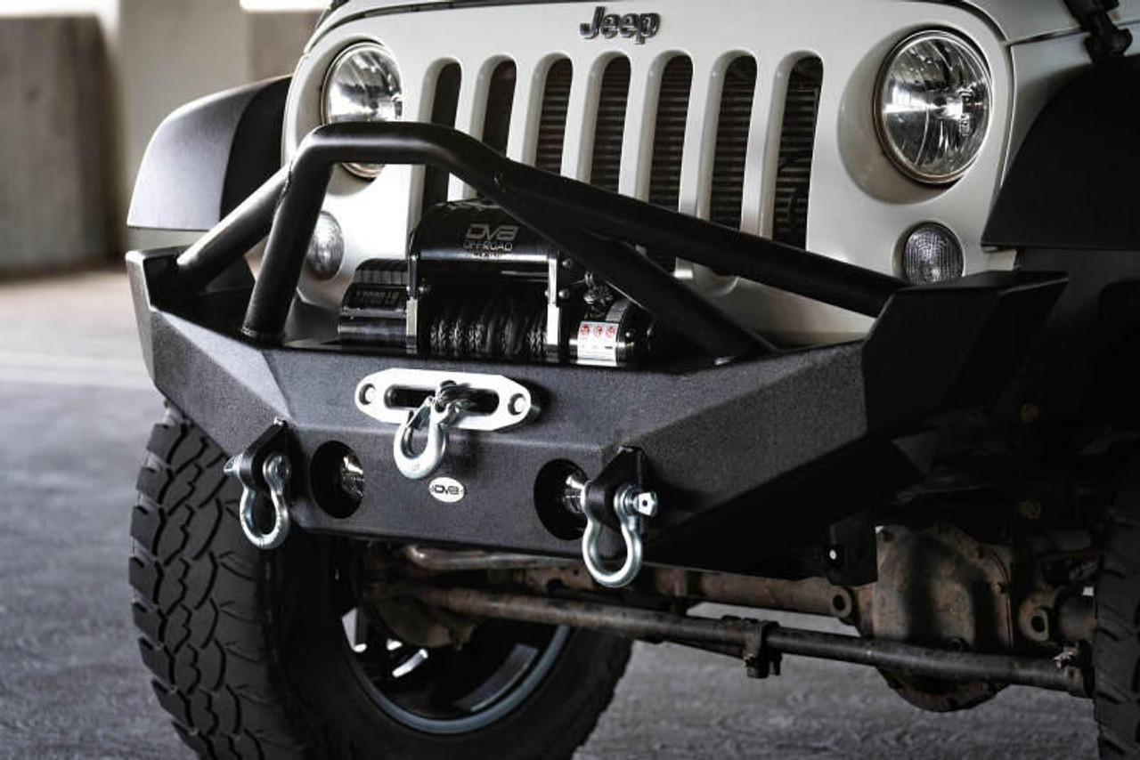  DV8 Offroad 07-18 Jeep Wrangler JK/JL FS-12 Mid Length Steel Front Bumper w/ Fog Lights - FBSHTB-12 