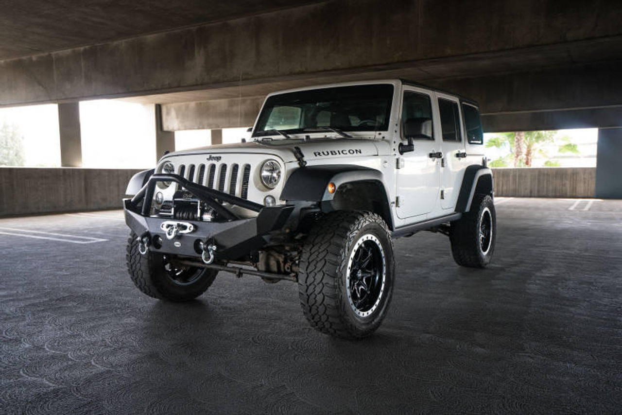  DV8 Offroad 07-18 Jeep Wrangler JK/JL FS-12 Mid Length Steel Front Bumper w/ Fog Lights - FBSHTB-12 