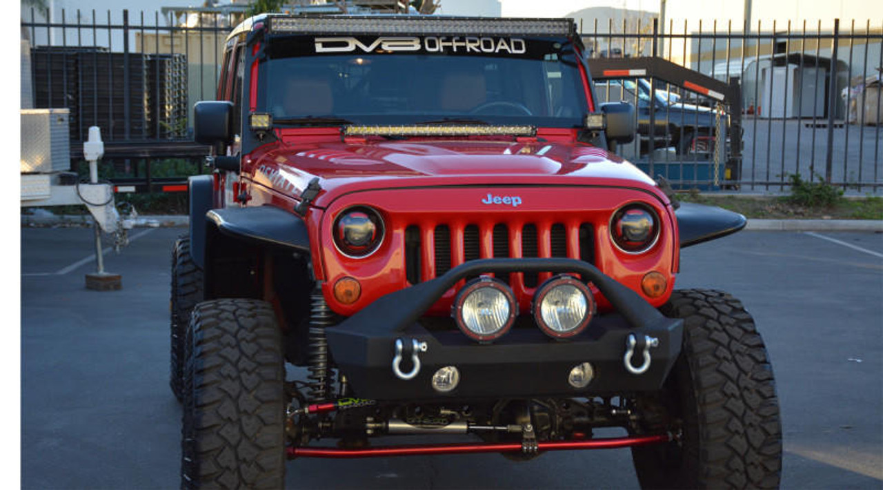  DV8 Offroad 07-18 Jeep Wrangler JK Over Windshield 50in Light Bar Mount - Black Steel - LBSRTB-05 