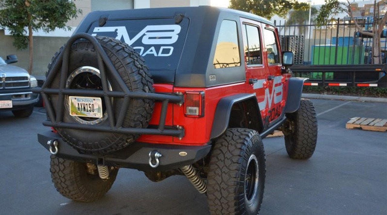  DV8 Offroad 07-18 Jeep Wrangler JK Steel Full Length Rear Bumper - RBSTTB-06 