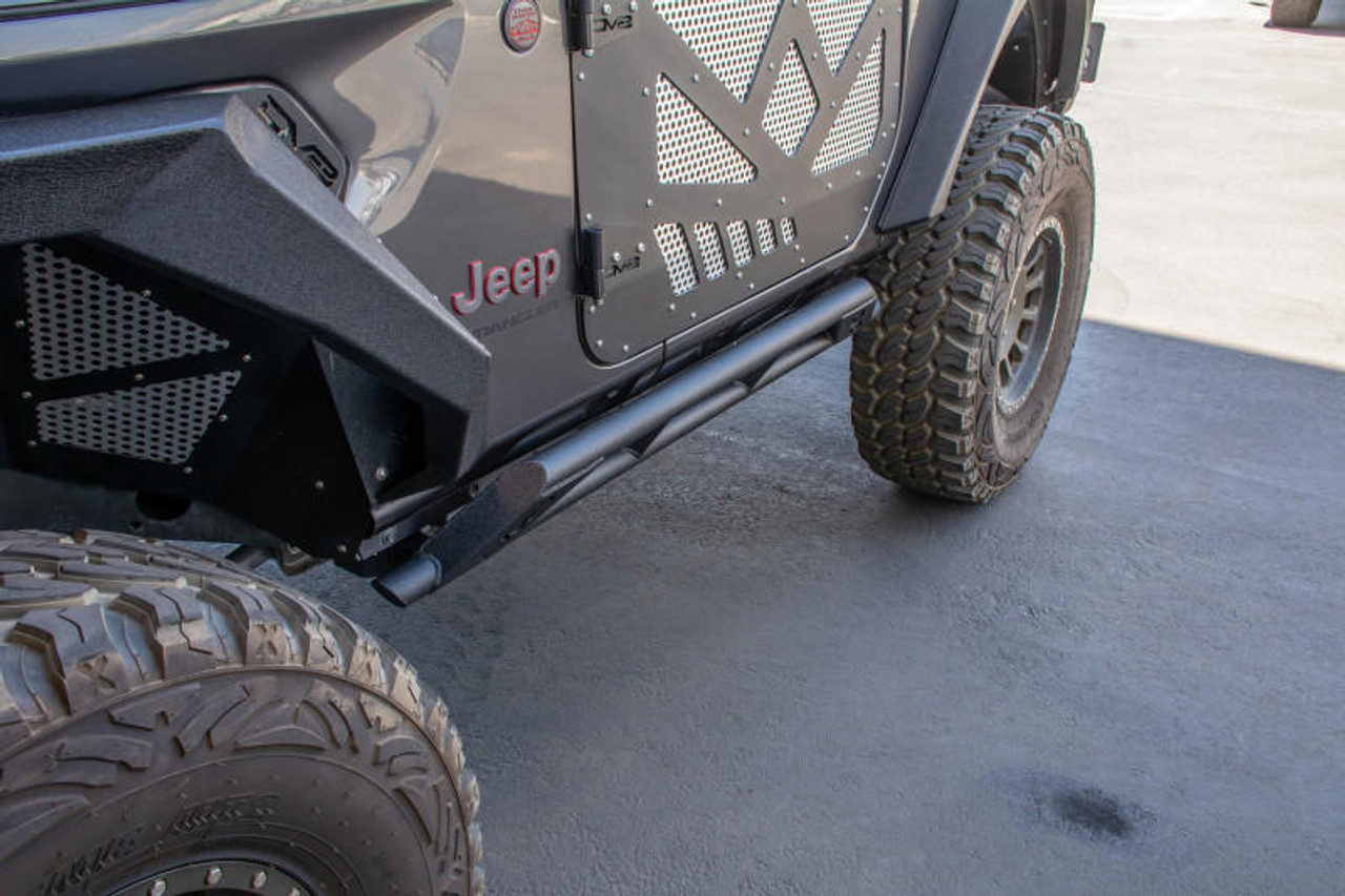  DV8 Offroad 2018+ Jeep JL 2 Door Tubular Rock Slider w/ Plated End Caps - SRJL-23 