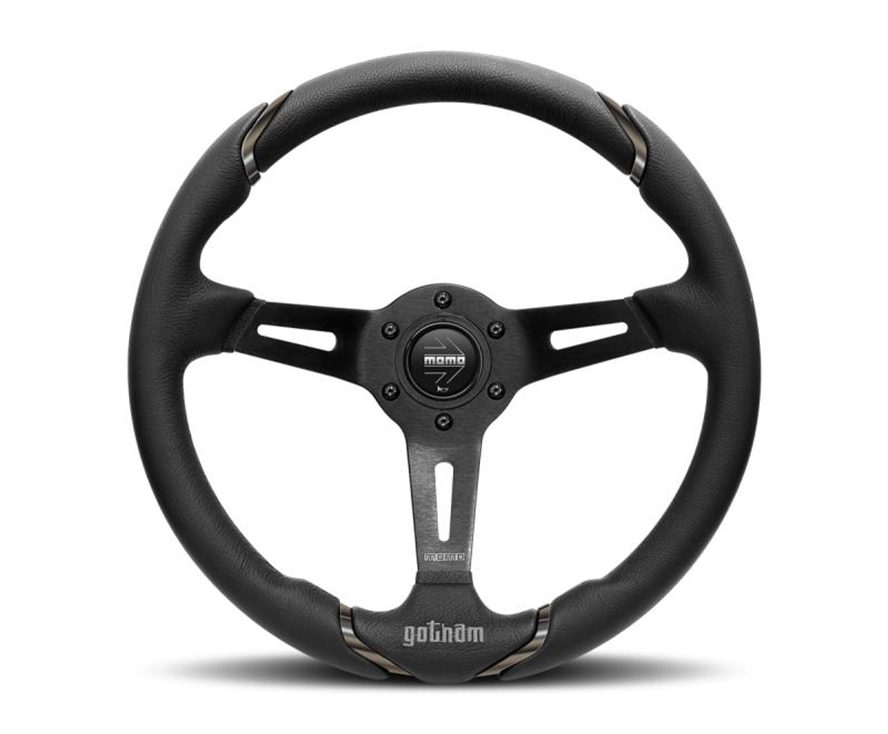 MOMO Momo Gotham Steering Wheel 350 mm - Black Leather/Black Spokes - GOT35BK0B 
