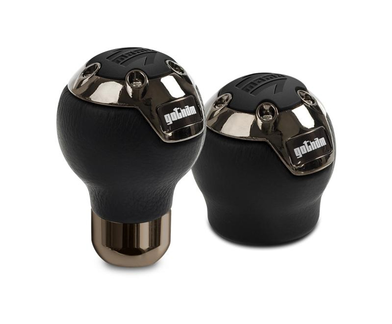 MOMO Momo Gotham Shift Knob - Black Leather, Dark Chrome Insert - GOTBK1 