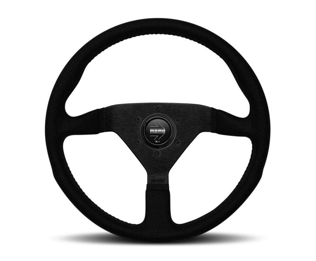 MOMO Momo Montecarlo Alcantara Steering Wheel 350 mm - Black/Black Stitch/Black Spokes - MCL35AL1B 