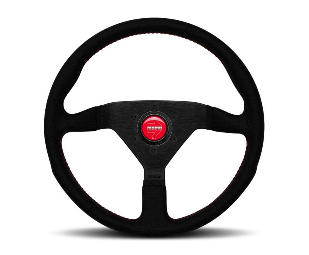 MOMO Momo Montecarlo Alcantara Steering Wheel 350 mm - Black/Red Stitch/Black Spokes - MCL35AL3B 