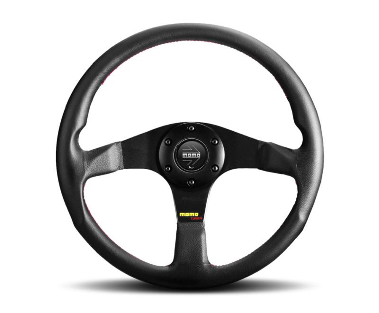 MOMO Momo Tuner Steering Wheel 320 mm - Black Leather/Red Stitch/Black Spokes - TUN32BK0B 