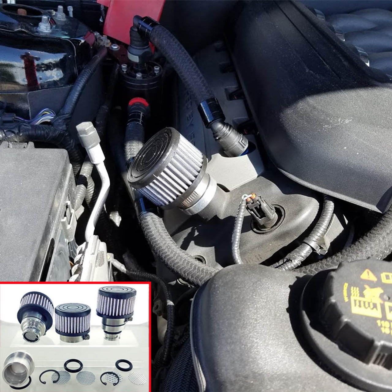  UPR Products Ford GM Baffled Billet One-Way Valve Cover Crankcase Breather Kit UPR 