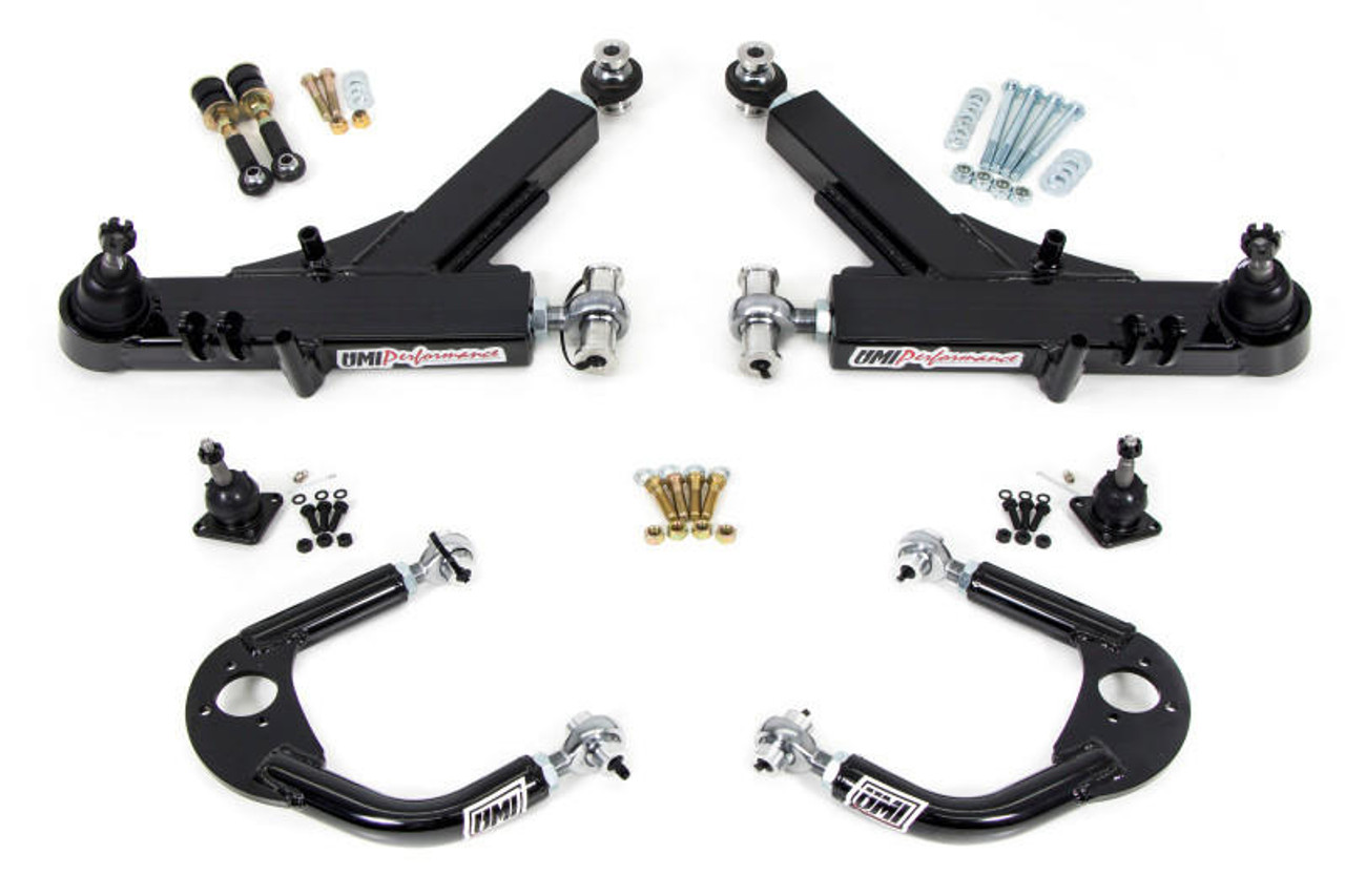  UMI Performance 93-02 GM F-Body Front A-Arm Kit Road Race Boxed Lower + Adj Upper - 230910-B 