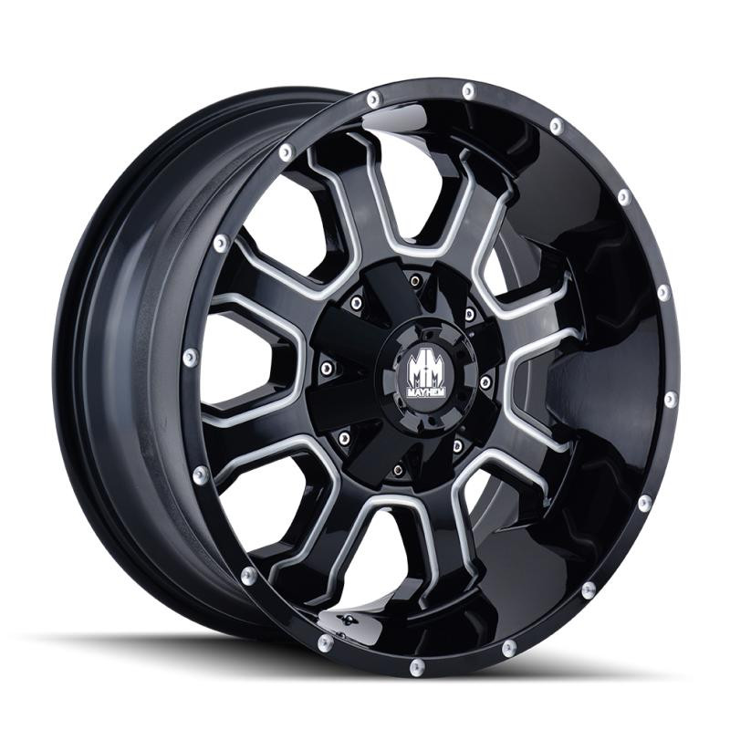  Mayhem 8103 Fierce 20x10 / 6x135 BP / -19mm Offset / 106mm Hub Black w/ Milled Spokes Wheel - 8103-2137M 