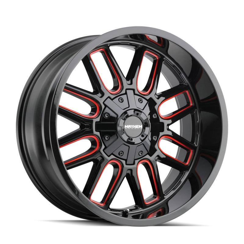  Mayhem 8107 Cogent 20x10 / 8x165.1 BP / -19mm Offset / 130.8mm Hub Black w/ Prism Red Wheel - 8107-2176BTR 
