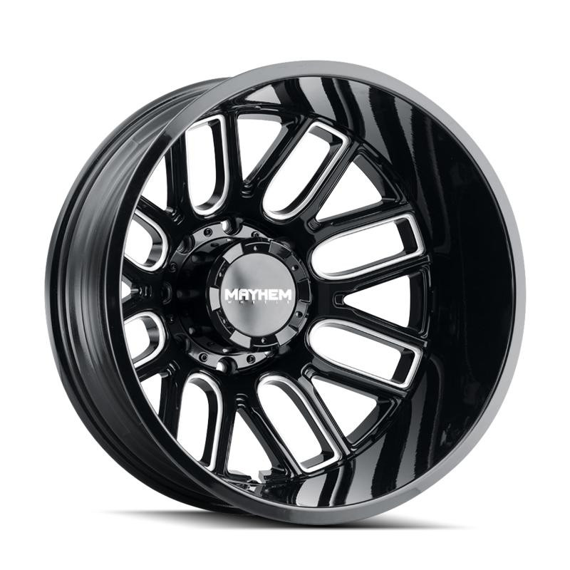  Mayhem 8107D Cogent Dually 22x8.25/8x210 BP/-232mm Offset/154.2mm Hub Black w/ Milled Spokes Wheel - 8107D-22879BMR232 