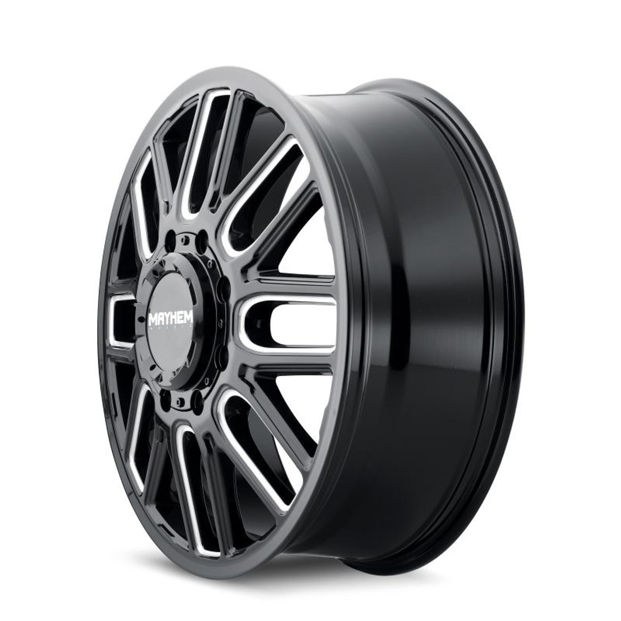  Mayhem 8107D Cogent Dually 20x8.25/8x165.1 BP/115mm Offset/121.3mm Hub Black w/ Milled Spokes Wheel - 8107D-2881BMF115 