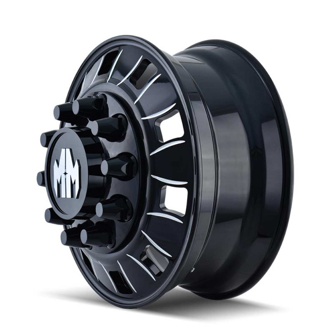  Mayhem 8180 BigRig 22x8.25 / 10x285.75 BP / 169mm Offset / 220.1mm Hub Front Blk/Milled Spokes Wheel - 8180-22810BMF 