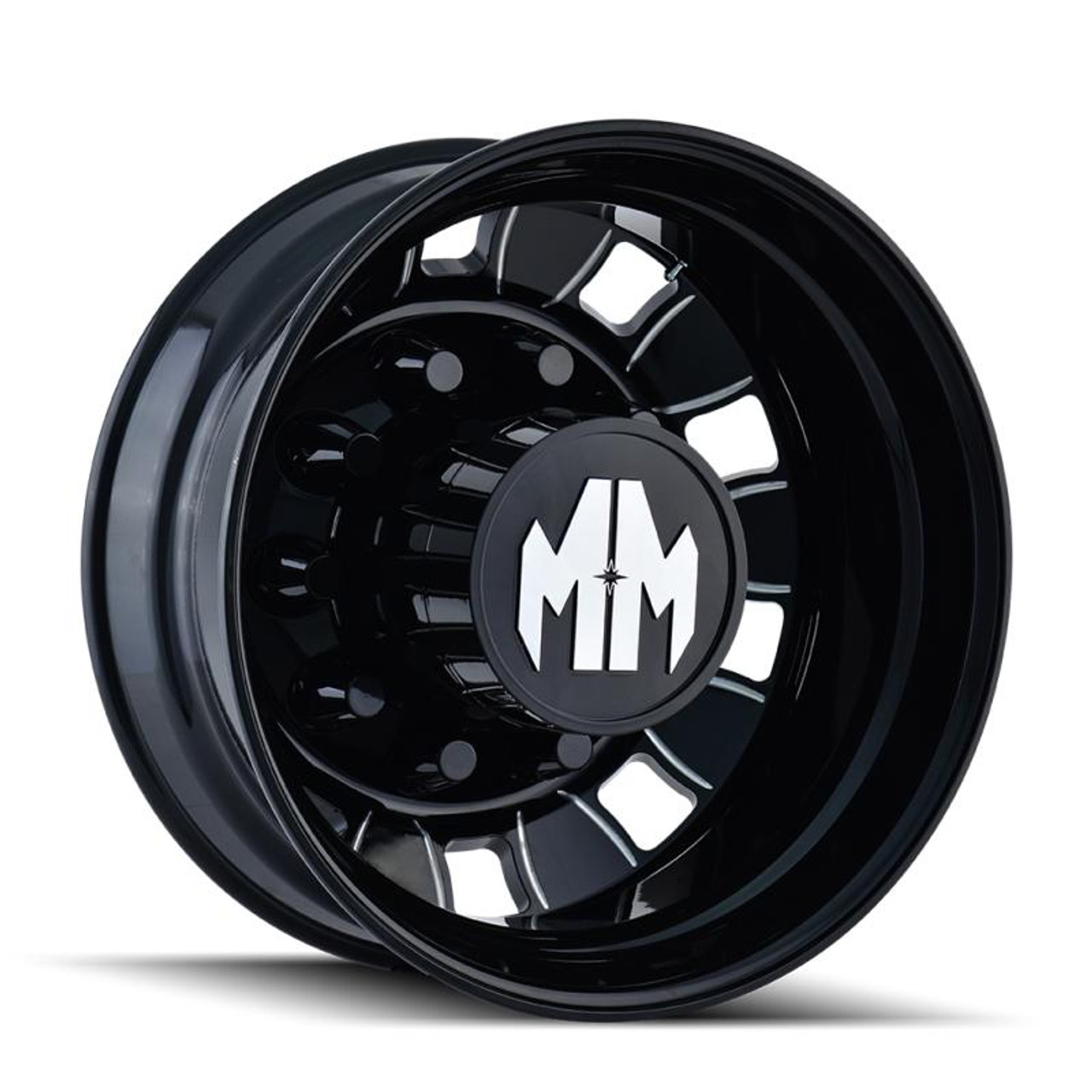  Mayhem 8180 BigRig 24.5x8.25/10x285.75 BP/168mm Offset/220.1mm Hub Rear Black w/ Milled Spokes Wheel - 8180-245810BMR 