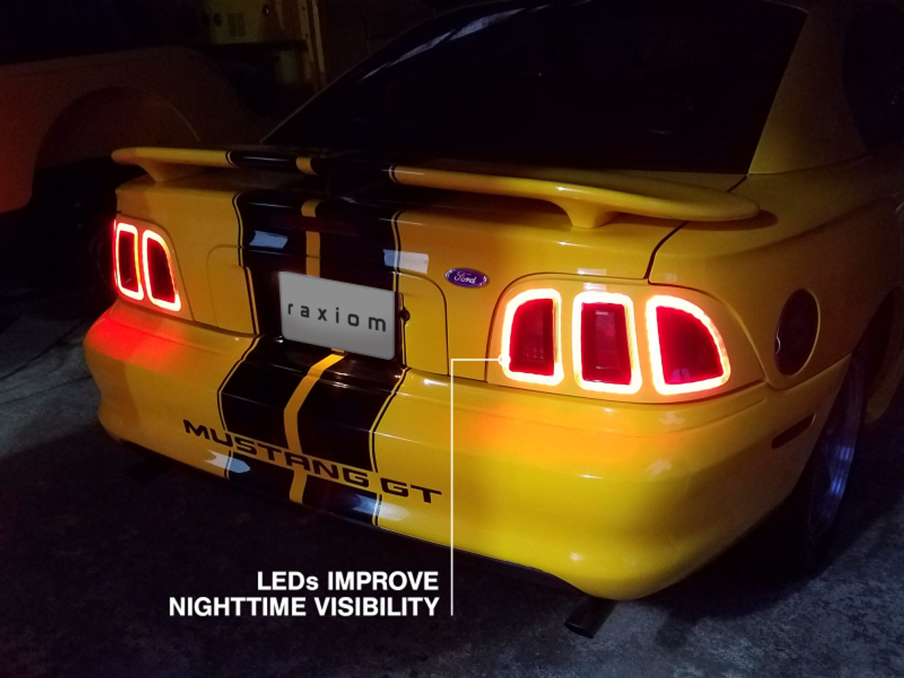 Raxiom 96-98 Ford Mustang Icon LED Tail Lights- Black Housing (Smoked Lens) - 389876 Photo - Close Up
